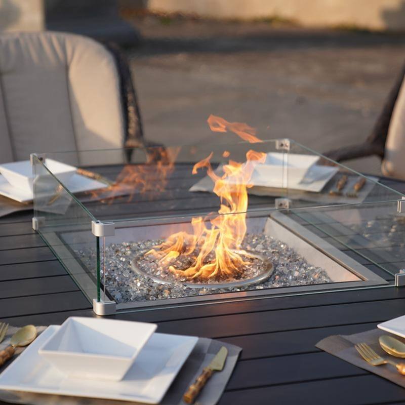 Ellington Outdoor Wicker Round Firepit Dining Table