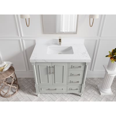 Willow Collections 36 in. W x 22 in. D Aberdeen Center Sink Left Bathroom Vanity with Countertop