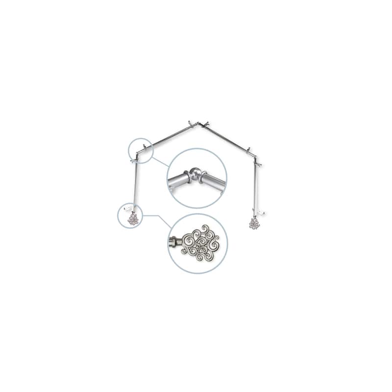 Adjustable Curtain Rods & Hardware Set - Telescoping Design 20-72 Inch - Satin Nickel Finish - M