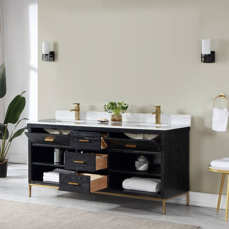 Altair Kesia Bathroom Vanity with White Composite Stone Top without Mirror