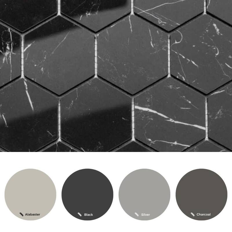 The Tile Life Stately Hex 11x14 Nero Marquina Porcelain Floor & Wall Tile