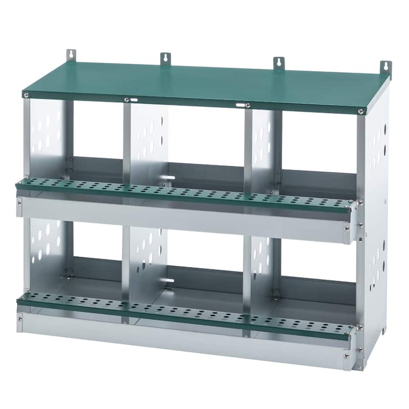 6-Compartment Roll Away Chicken Nesting Box - Egg Laying Box, Green