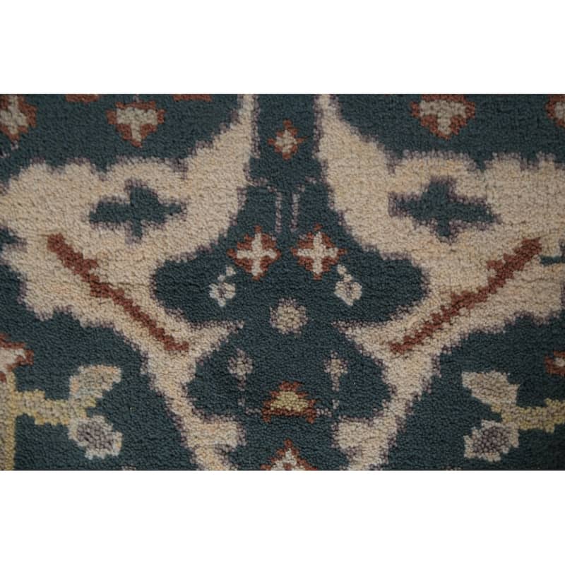 Transitional Blue Oushak Runner Rug Hand-Knotted Wool Carpet - 2'5" x 9'11"