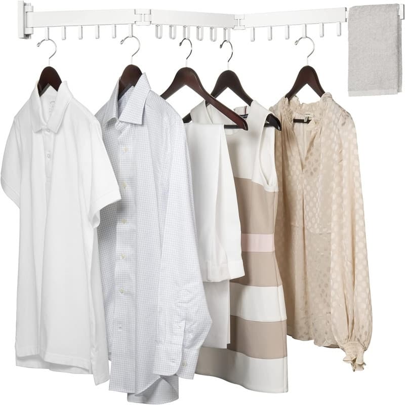 Wall Mounted Drying Rack - Foldable Laundry Room Organization - 50"D x 1.8"W x 3"H