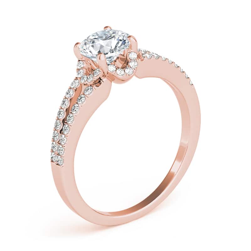 Auriya 14k Rose Gold Lab Grown Round Diamond Halo Engagement Ring 0.50 to 5.00 ct. tw. (F-G VS)
