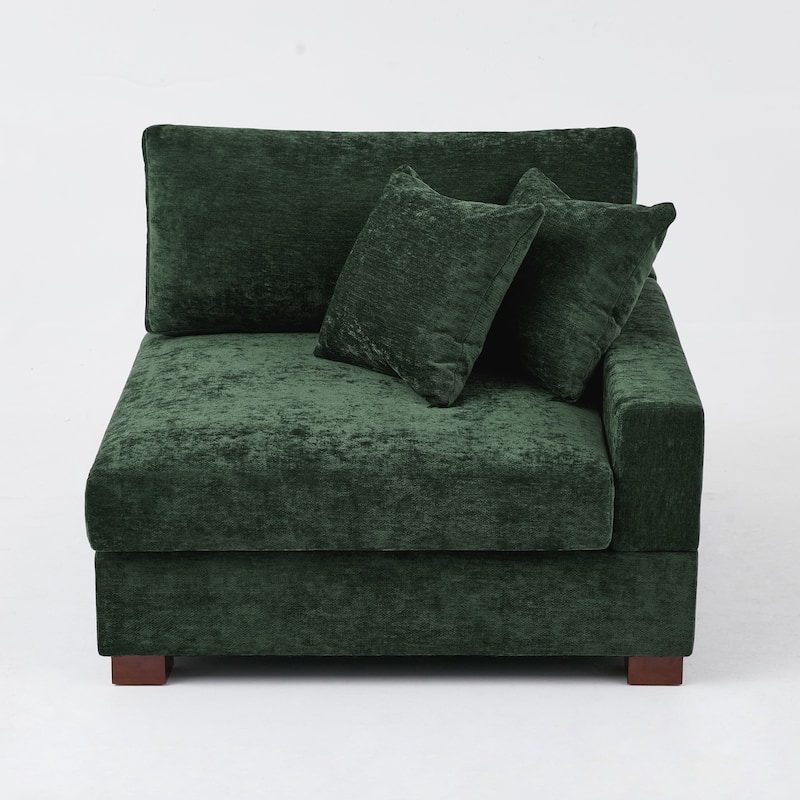 41" W Modern Chenille Corner Arm Accent Chair Sectional Module with Pillows