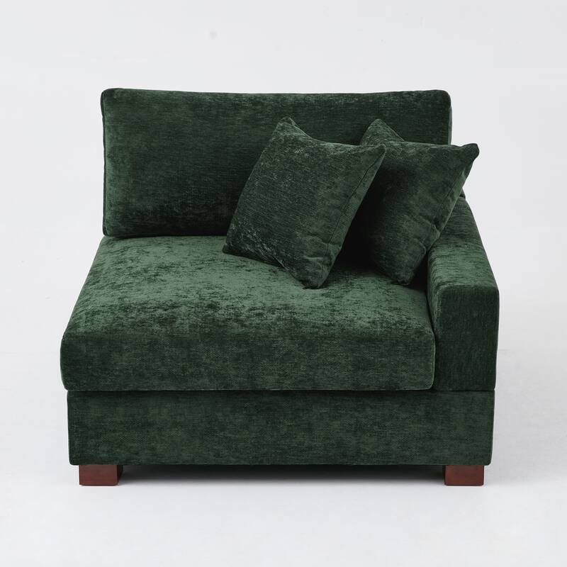 Chenille Upholstered Armless Accent Chair With Plush Cushion