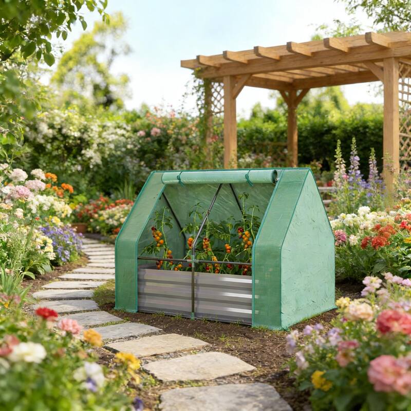 Portable Greenhouse Raised Garden Bed Open Bottom Design for Vegetable