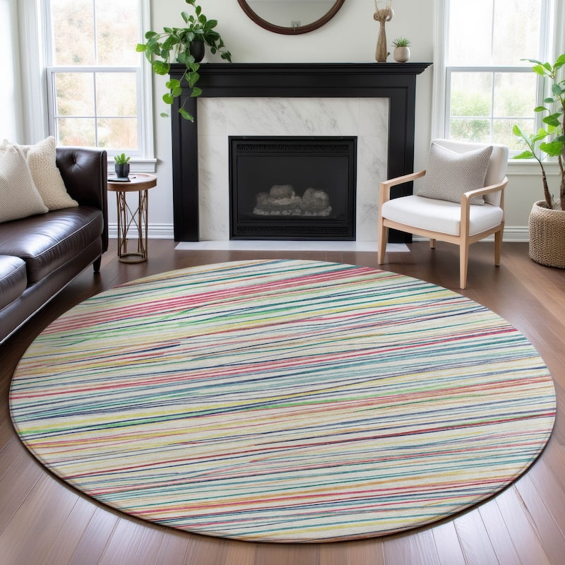 Premium Washable Super Soft Stripes Mayfield Rug - Ivory - 8' x 8'