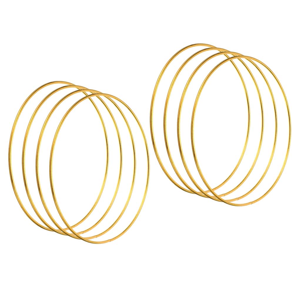 Dream Catcher Rings, 8Pcs Macrame Wreath Floral Round Ring Hoops, Gold