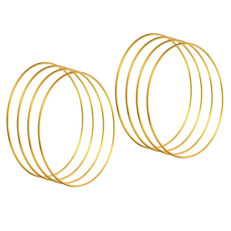 Dream Catcher Rings, 8Pcs Macrame Wreath Floral Round Ring Hoops, Gold