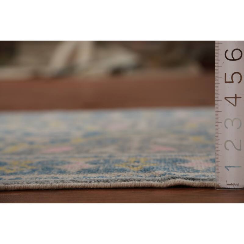Hand Knotted Oriental 100% Wool Carpet Transitional Geometric Greys & Charcoal Oushak Runner Rug - 14' 1'' X 3' 2''