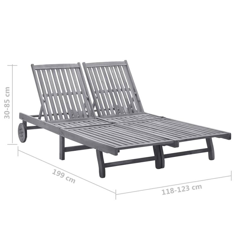 vidaXL Patio Lounge Chair Outdoor Sunbed Poolside Sunlounger Solid Wood Acacia - 78.3" x 23.2"/24.8" x 11.8"/24.4"/29.9"/33.5"