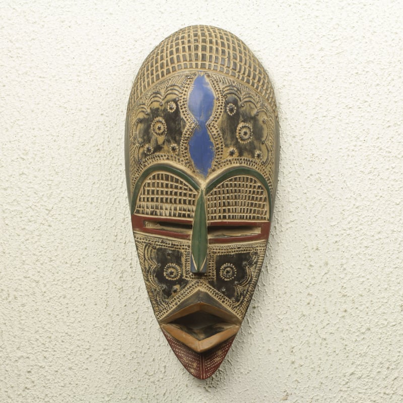 Novica Handmade Opanyin African Wood Mask