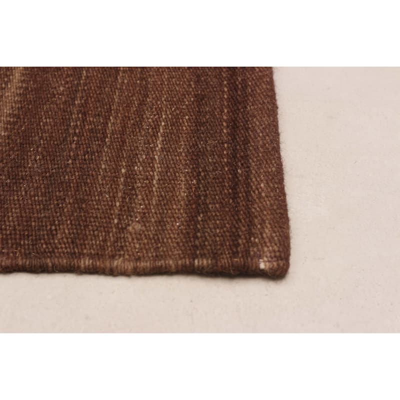 ECARPETGALLERY Flat-Weave Boho Brown Wool Kilim - 12'0 x 15'0
