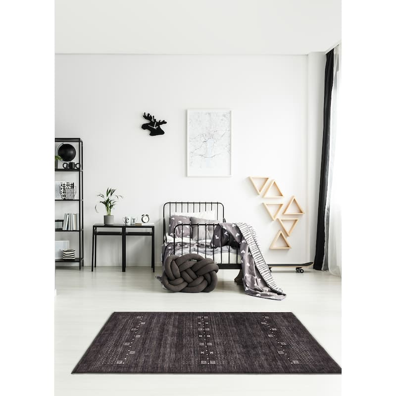 Kashkuli Gabbeh Grey Rug 4'7" x 6'5" - 4'7 x 6'5