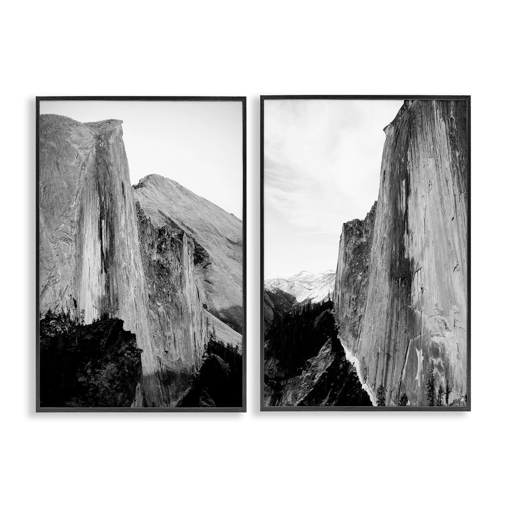 Stupell Monochrome Yosemite Cliffs Framed Giclee Art Design By Gemma Bardot (Set of 2)