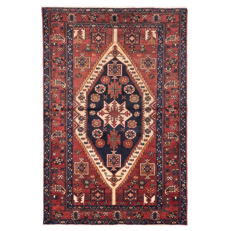 ECARPETGALLERY Hand-knotted Andelz Dark Red Wool Rug - 4'2 x 6'7