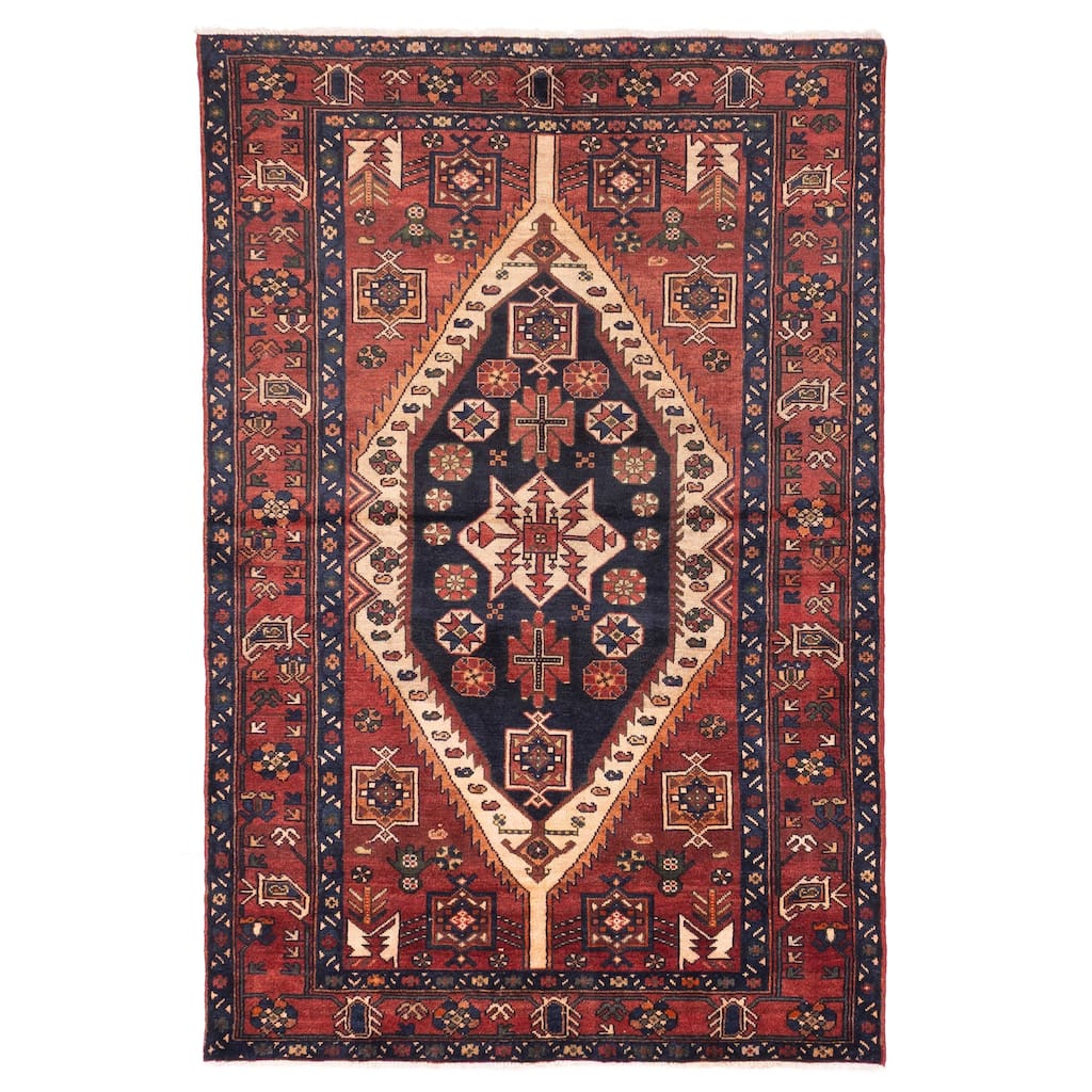 ECARPETGALLERY Hand-knotted Andelz Dark Red Wool Rug - 4'2 x 6'7