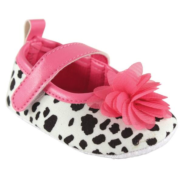 slide 1 of 1, Luvable Friends Baby Girl Crib Shoes, White With Black Spots, 0-6 Months - White With Black Spots 0-6 Months - White With Black Spots