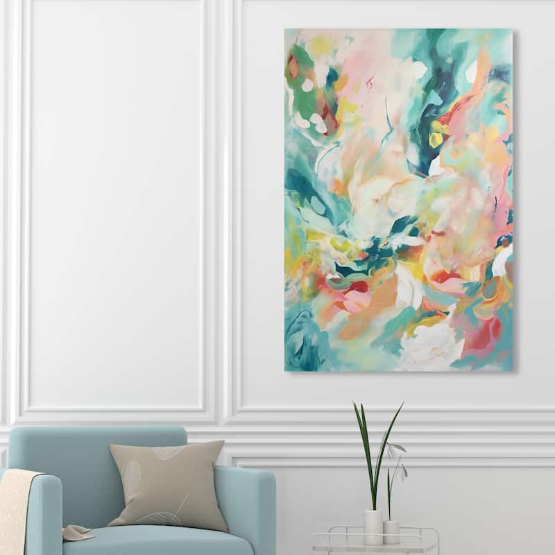 Wynwood Studio Abstract Floral Prelude Green and Pastel Green Modern & Contemporary Wall Art Canvas Print - 54 x 36