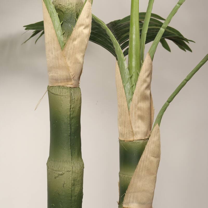 5FT Golden Cane Artificial Palm Tree, Tropical Fake Plant for Indoor Outdoor Decoration, Faux Palm, 1pc/set - Green Leaves