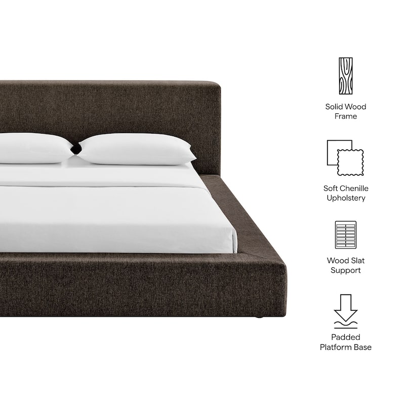 Luma Chenille Upholstered Platform Bed Frame