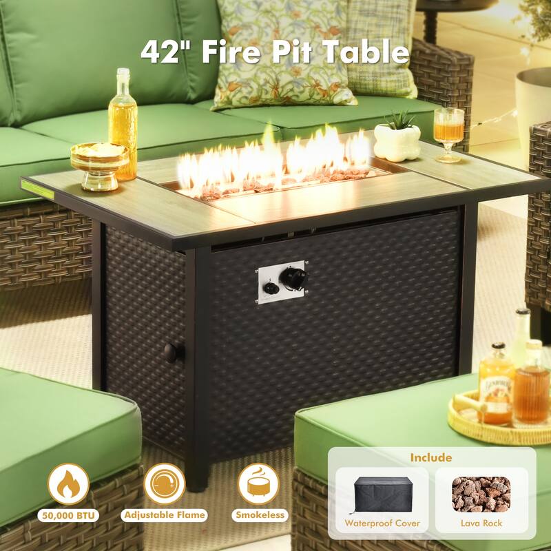 XIZZI Outdoor Patio Furniture Set with Fire Pit Table