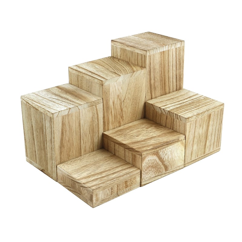 Wooden 6 Pcs Square Risers Accessories Stand