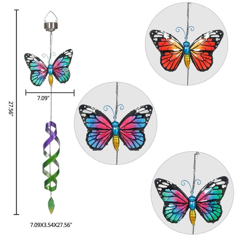 Adeco 3 Pcs Hanging Wind Mill Butterfly with Light