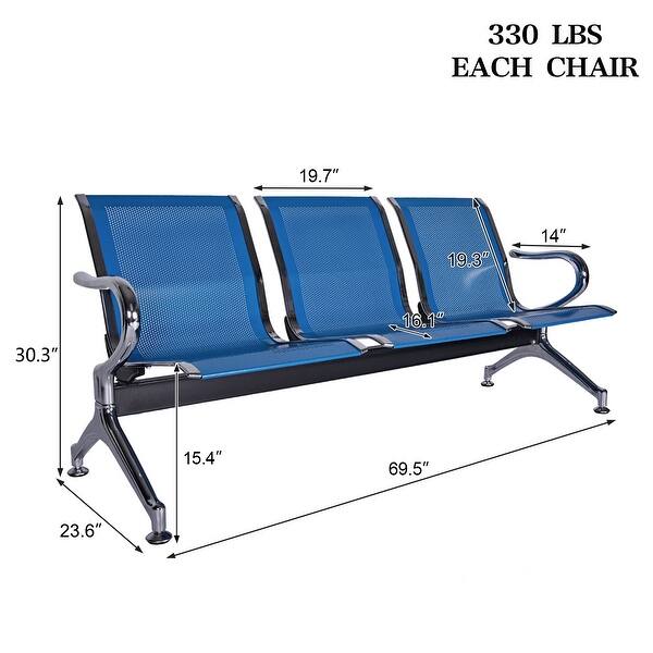 Kinbor 3 Seat Airport Reception Waiting Chair Bank Salon Barbershop Bench Guest Chair Overstock 24076201