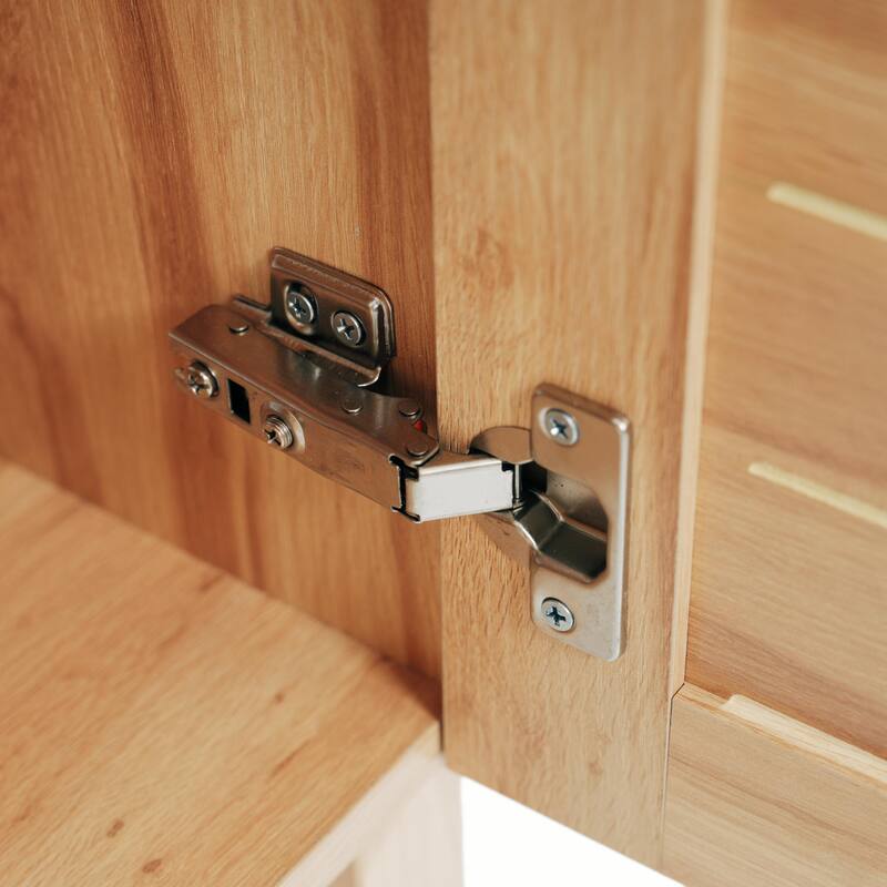 Roomfitters 30" Antique Bathroom Vanity with Ceramic Sink, Mid-Century Cabinet with Soft-Close Doors, Antique Natural