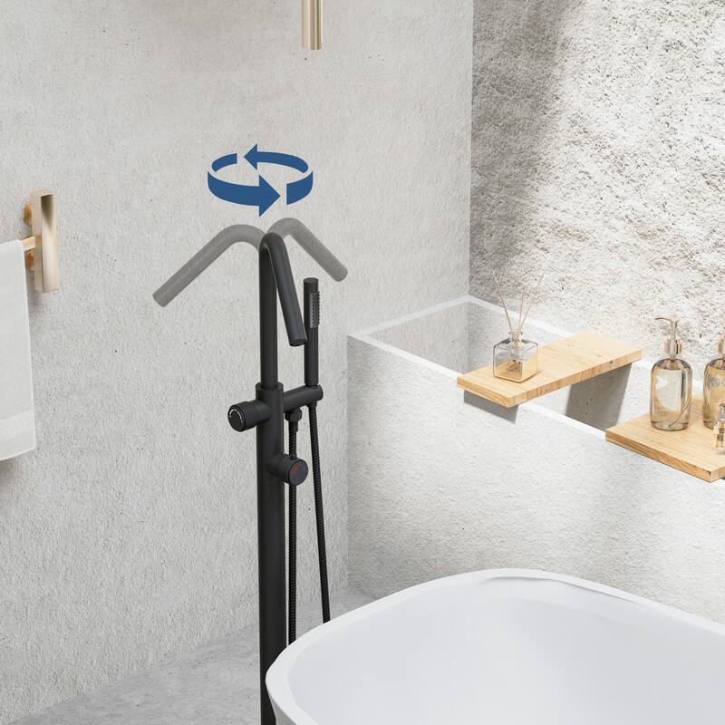 Modland 46''H Outdoor Shower System 316 Stainless Steel Thermostatic Freestanding Poolside Faucet with Swivel Spout - 46'' H