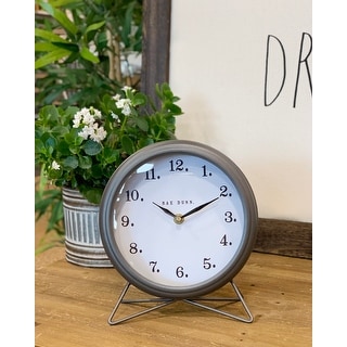 Rae Dunn Round Metal Desk Clock