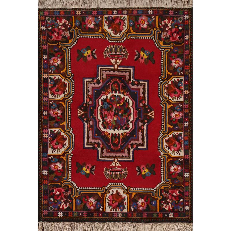 Hand Knotted Oriental 100% Wool Carpet Traditional Medallion Red Bakhtiari Area Rug - 4' 7'' X 3' 6''