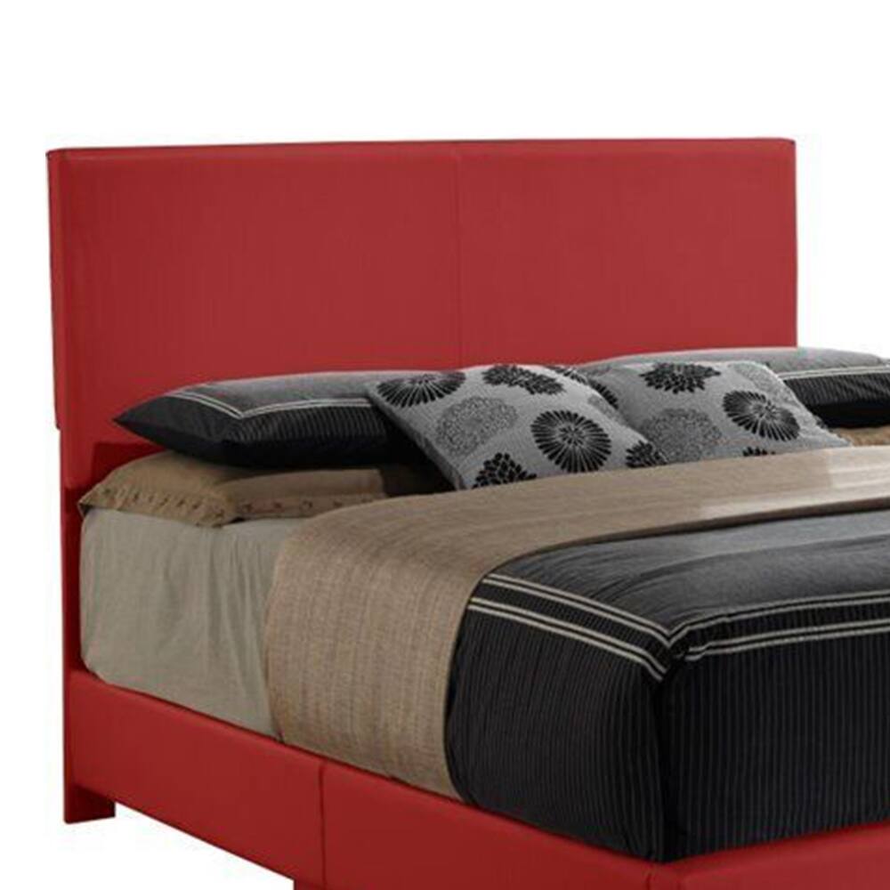 Queen Size Faux Leather Upholstered Bed Dark Red Bed Bath & Beyond