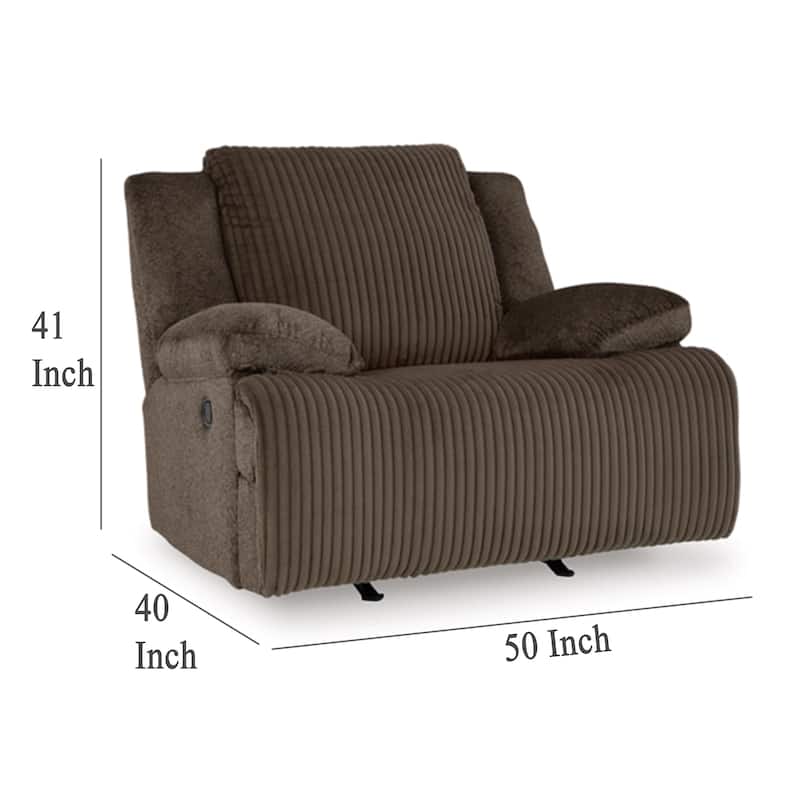 Vincent Manual Rocker Recliner Chair, Chocolate Brown Corduroy Fabric