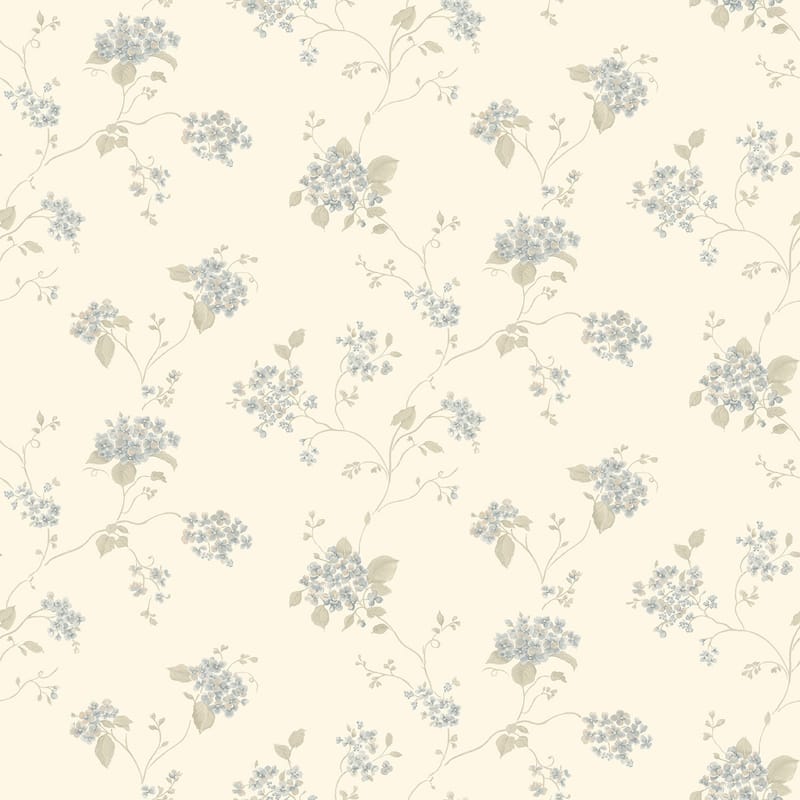 Galerie Wallcoverings Miniatures 3 Lilac Floral Trail Vinyl on Non-woven Matte Wallpaper Roll - 33 feet x 21 inches - Light Blue