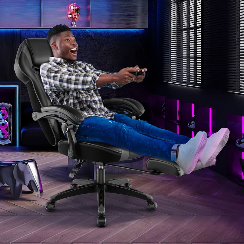 Costway Adjustable E-Sports Racing Style Chair with Padded Headrest, - See Details