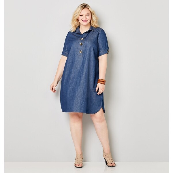 avenue plus size denim dress