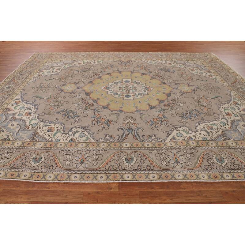 Over-Dyed Tabriz Persian Vintage Area Rug Hand-Knotted Wool Carpet - 9'7" x 12'3"