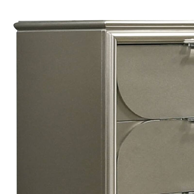 Zema 6 Drawer Wide Dresser, Silver Solid Wood with Acrylic Accents