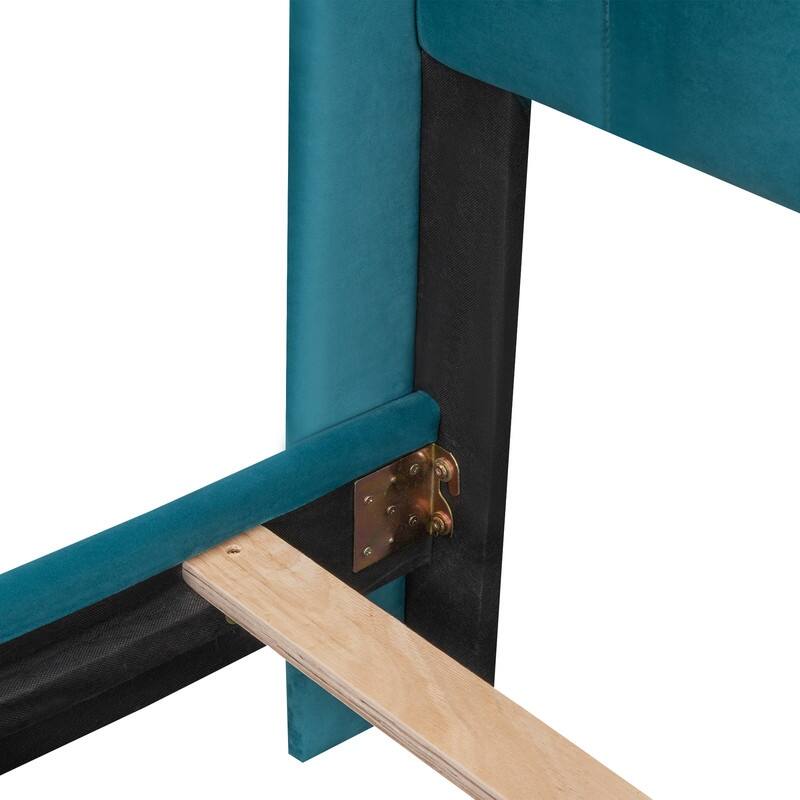 Queen Size Storage Bed Velvet Upholstered Platform Bed with a Big Drawer