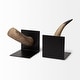 preview thumbnail 4 of 6, Nickerson (Set of 2) Metal Book Ends (set of 2) - 5.5L x 6.5W x 5.5H