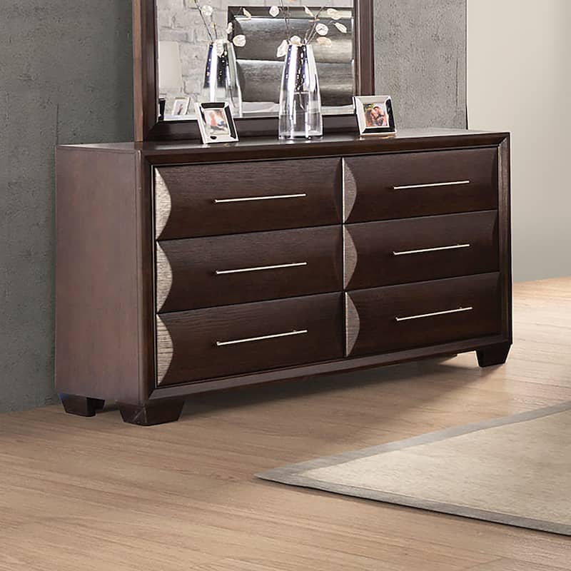 Furniture of America Chase Modern Rounded Wood 6-Drawer Dresser - Espresso