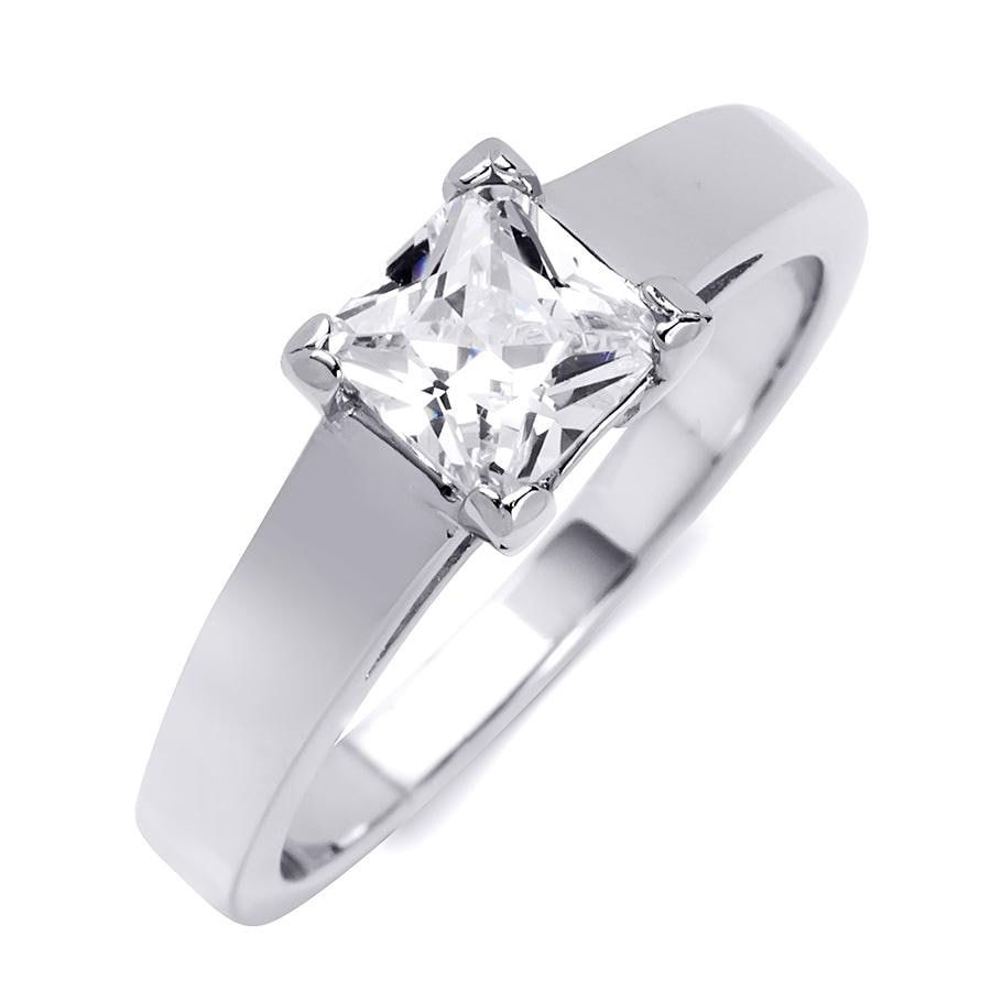 MayaMila 1.00 CT Princess Cut Solitaire Engagement Ring Sterling Silver