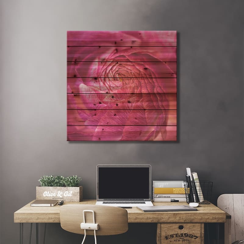 Ranunculus Abstract II Print On Wood by Laura Marshall - Multi-Color