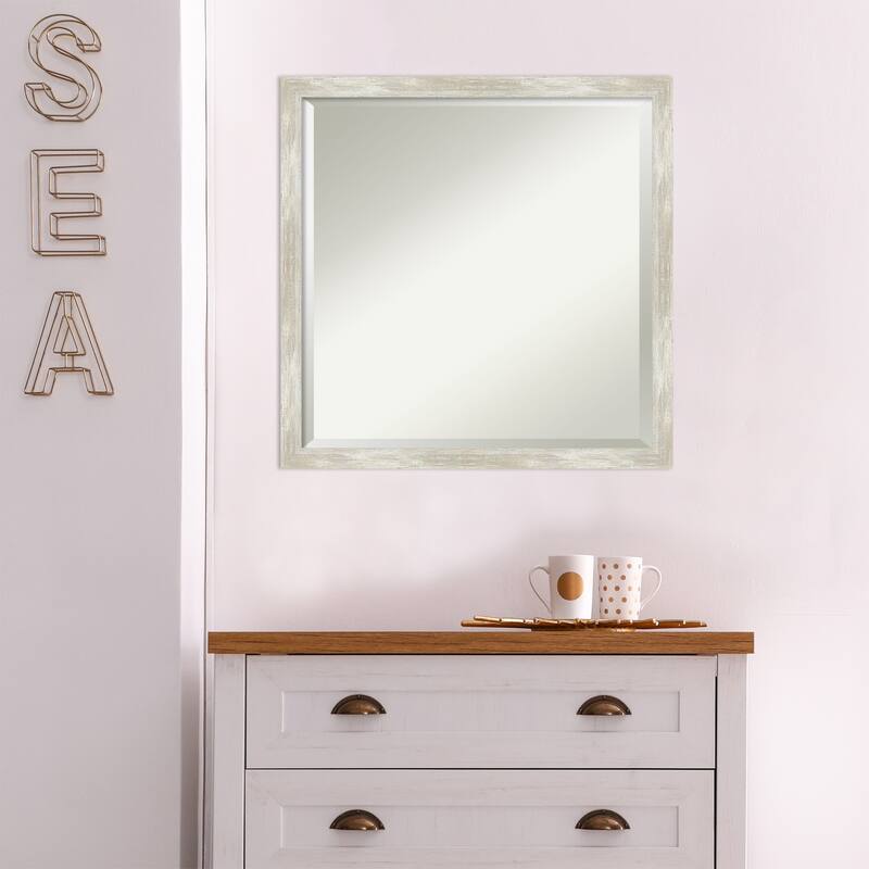 Beveled Wall Mirror - Crackled Metallic Narrow Frame - Crackled Metallic Narrow