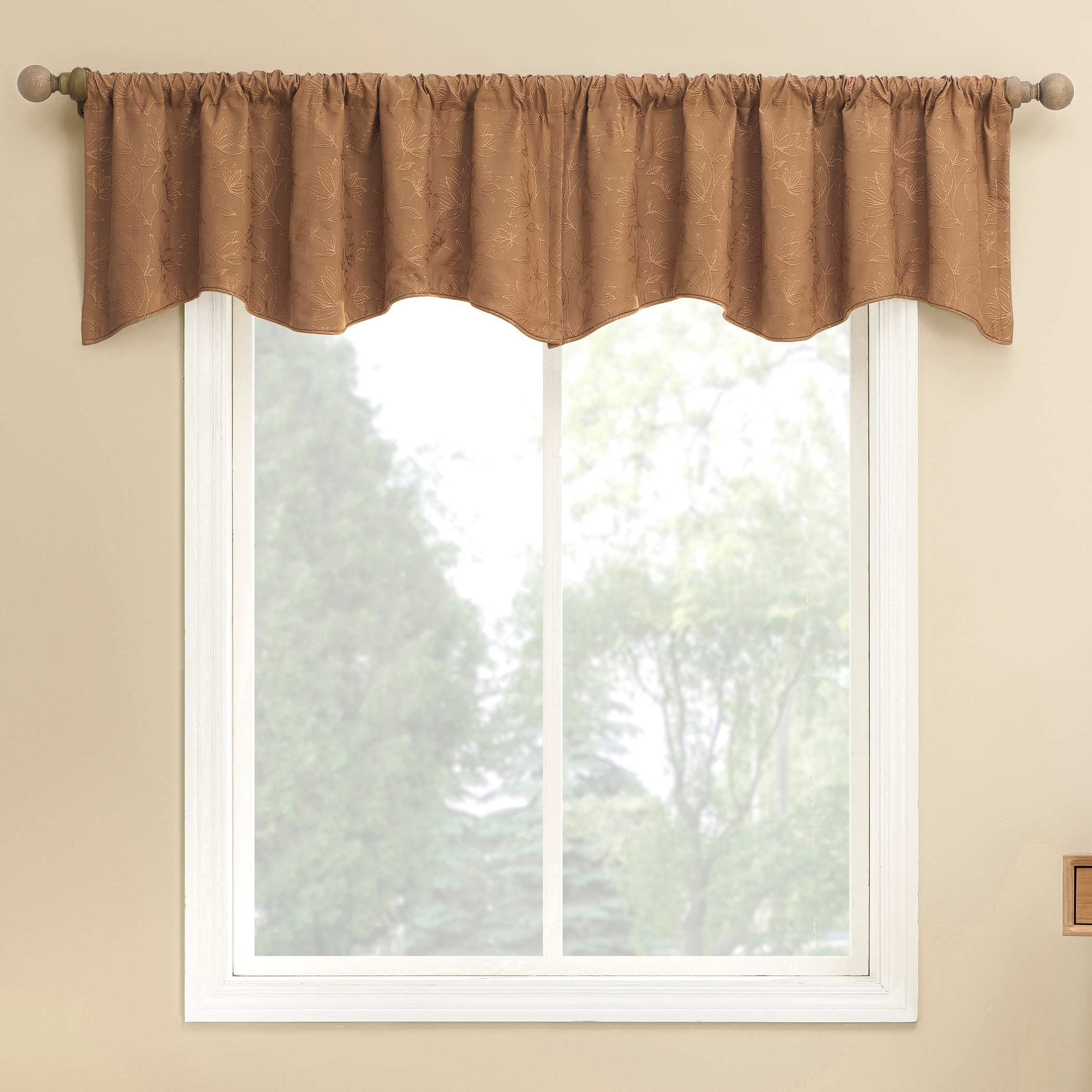 Sun Zero Bronte Floral Jacquard Total Blackout Rod Pocket 1-Piece Curtain Valance