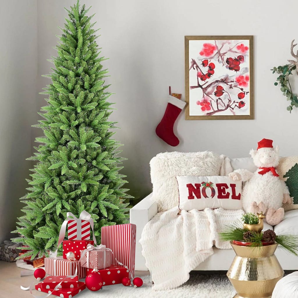 9FT Slim Christmas Tree-2152 Tips, PE+PVC Branches, Hinged Design for Easy Setup